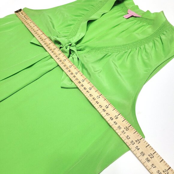 Lilly Pulitzer Womens Silk Sleeveless Dahlia Blouse Size L Green Tie Neck Preppy - Picture 6 of 11